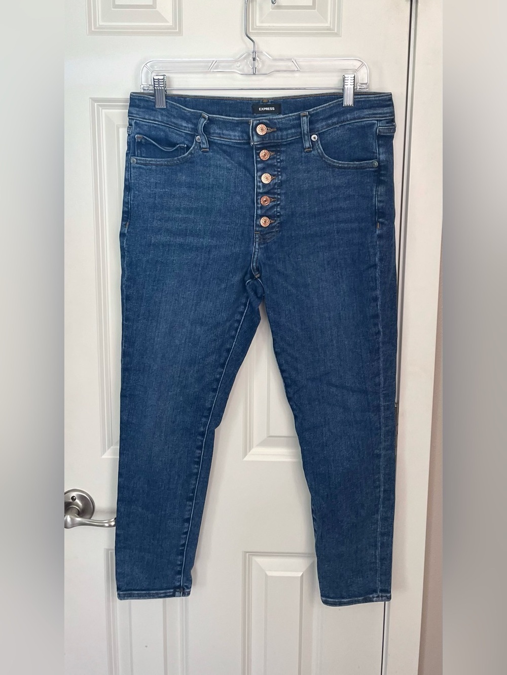 Express Skinny Mid Rise Button Fly Jeans